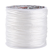 Flat Elastic Crystal Spandex String, Elastic Beading Thread, for Stretch Bracelet Making, White, 1.0mm, about 65.61 yards(60m)/roll(EW-R006-1.0mm-01)