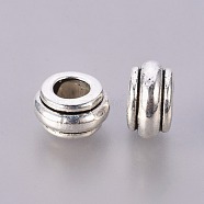 Metal European Beads, Antique Silver, Lead Free and Cadmium Free, 10mm in diameter, 5.5mm thick, hole: 4.5mm(LFH10314Y)