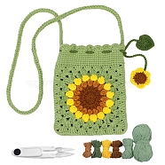 DIY Sunflower Bag Knitting Kits for Beginners, Include Crochet Hooks, Polyester Yarn, Crochet Needle, Stitch Markers, Scissor, Instrction, Colorful, 25x18.5x8.5cm(PW-WG81206-01)