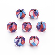 Handmade Polymer Clay Beads, for DIY Jewelry Crafts Supplies, Round, Crimson, 8.5~9x8mm, Hole: 1.8mm(CLAY-N008-054A-10)