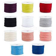 55m 11 colors Cotton Cords, Flat, Garment Accessories, with 11pcs Plastic Spools, Mixed Color, 11x1.5mm, 5m/color(OCOR-OC0001-16)