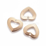 201 Stainless Steel Open Heart Charms, Cut-Out, Hollow, Golden, 14~14.5x12x0.8~0.9mm, Hole: 1~1.2mm(STAS-F192-024G)