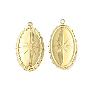 304 Stainless Steel Pendants, Oval with Star Charms, Real 14K Gold Plated, 23.5x13x2.6mm, Hole: 1.5mm(STAS-L269-046G)