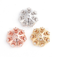 Multi-Petal Brass Micro Pave Clear Cubic Zirconia Bead Cap, Flower, Mixed Color, 13x4mm, Hole: 1.5mm(KK-I671-01A)