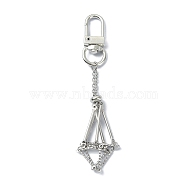 304 Stainless Steel Empty Stone Holder Pouch Pendant Decorations, with Alloy Swivel Clasps, Stainless Steel Color, 9.85cm(HJEW-TA00101-02)