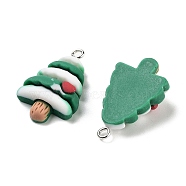 Christmas Theme Opaque Resin Pendants, Christmas Charms, Christmas Tree, 28x17x8mm, Hole: 2mm(RESI-N039-97)