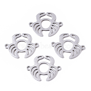 201 Stainless Steel Links connectors, Laser Cut Links, Crab, Stainless Steel Color, 15x19.5x1mm, Hole: 1.4mm(STAS-R104-053P)