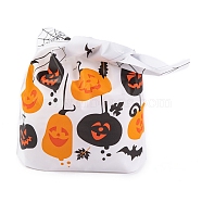 100Pcs Rabbit Shaped Halloween Candy Plastic Bags, Pumpkin Printed Candy Gift Bags, White, 21.5~22.5x13.6x0.01cm(ABAG-U001-02R)