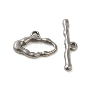 304 Stainless Steel Toggle Clasps, Oval, Stainless Steel Color, ring: 13x19x3mm, hole: 1.8mm, rod: 6x25x3mm, hole: 1.6mm(STAS-Q324-01P)