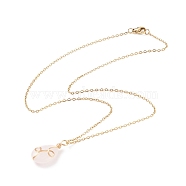 Natural Rose Quartz Teardrop Pendant Necklace, Gold Plated 304 Stainless Steel Wire Wrap Jewelry for Women, 17.72 inch(45cm)(X-NJEW-JN03900-01)