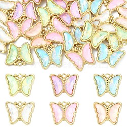 12Pcs 6 Colors Alloy Glass Pendants, Butterfly, Faceted, Light Gold, Mixed Color, 19x23x5mm, Hole: 2mm, 2pcs/color(GLAA-YW0005-67)