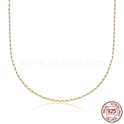 925 Sterling Silver Chain Necklace, Real 18K Gold Plated, 15.75 inch(40cm)(HY1372-2)