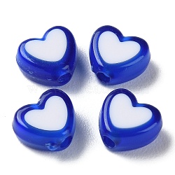 Heart Acrylic Beads, Bead in Bead, Blue, 7x8x4mm, Hole: 1.8mm, about 2777pcs/500g(TACR-S117-04E)