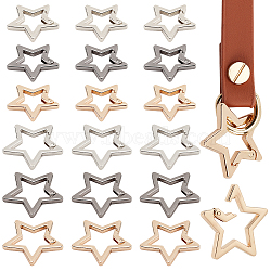 WADORN 18Pcs 6 Styles Zinc Alloy Spring Gate Rings, Star, Mixed Color, 33~42x31~39x3.6mm, Inner Diameter: 18~26mm, 3pcs/style(FIND-WR0008-81)