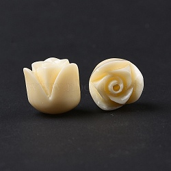 Opaque Epoxy Resin Beads, Rose, Lemon Chiffon, 11x10.5mm, Hole: 1.2mm(RESI-I046-02A)