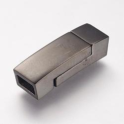 304 Stainless Steel Magnetic Clasps with Glue-in Ends, Rectangle, Gunmetal, 24x8x6mm, Hole: 3X6mm(STAS-I011-17-B)