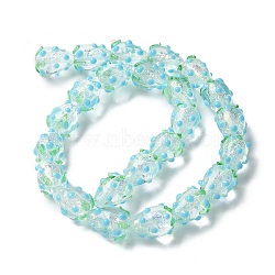 Handmade Foil Lampwork Bumpy Beads Strands, Strawberry, Pale Turquoise, 14.5x12mm, Hole: 1.4mm, about 24pcs/strand, 14.02''(35.6cm)~14.13''(35.9cm)(FOIL-Z001-05A)