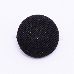 Cloth Shank Buttons, with Zinc Alloy Finding, Flat Round, for Overcoat Garment Accessories, Platinum, Black, 14x7mm, Hole: 2x2mm(BUTT-WH0016-03A-01)