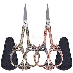 SUNNYCLUE 402J2 Stainless Steel Scissors, with Zinc Alloy Handle and PVC Protective Scissors Cover, Mixed Color, Scissors: 120x51x5mm, 2pcs, Cover: 73x36x3mm, 2pcs(TOOL-SC0001-42)
