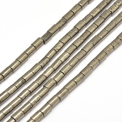 Column Natural Pyrite Beads Strands, 6x4mm, Hole: 1mm, about 64pcs/strand, 15.7 inch(X-G-I126-25-6x4mm)