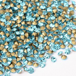 Back Plated Grade A Diamond Glass Pointed Rhinestone, Aquamarine, 4.2~4.4mm, about 1440pcs/bag(RGLA-SS18-004)