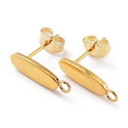 201 Stainless Steel Oval Stud Earring Findings, with 304 Stainless Steel Pins & with Horizontal Loops, Golden, 16x4.5x1.4mm, Hole: 1.6mm, Pin: 0.7mm(X-STAS-K259-20G)