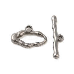 Non-Tarnish 304 Stainless Steel Toggle Clasps, Oval, Stainless Steel Color, Ring: 13x19x3mm, Hole: 1.8mm, Bar: 6x25x3mm, Hole: 1.6mm(STAS-Q324-01P)