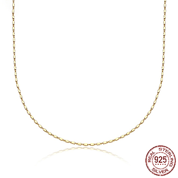 925 Sterling Silver Chain Necklace, Real 18K Gold Plated, 15.75 inch(40cm)
