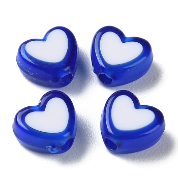 Heart Acrylic Beads, Bead in Bead, Blue, 7x8x4mm, Hole: 1.8mm, about 2777pcs/500g
