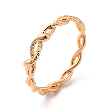 304 Stainless Steel Ring, Hollow, Twisted Rope Snake Finger Ring, Golden, 3mm, Inner Diameter: 18mm