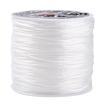 Flat Elastic Crystal Spandex String, Elastic Beading Thread, for Stretch Bracelet Making, White, 1.0mm, about 65.61 yards(60m)/roll