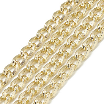 Unwelded Aluminum Curb Chains, Light Gold, 11x6.5x1.8mm