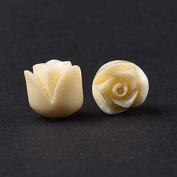 Opaque Epoxy Resin Beads, Rose, Lemon Chiffon, 11x10.5mm, Hole: 1.2mm