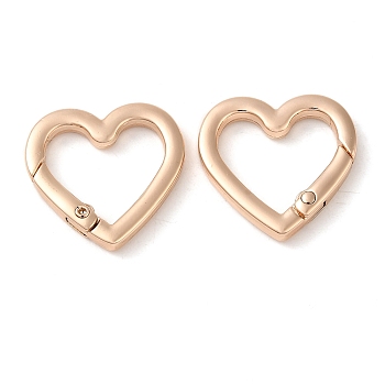 Alloy Spring Gate Rings, Heart, Light Gold, 25x26x4mm