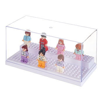 2-Tier Acrylic Minifigure Display Cases, Dustproof Building Block Display Box, Action Figure Toys Storage Box, White, Finish Product: 20.1x10x9.5cm, about 3pcs/set