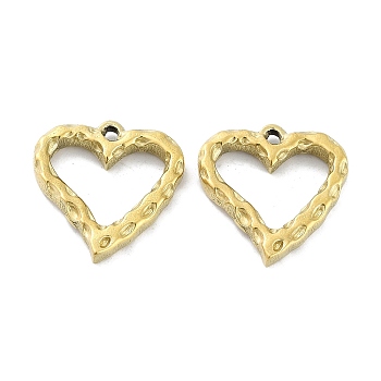 Ion Plating(IP) 316L Surgical Stainless Steel Pendants, Heart Charm, Real 18K Gold Plated, 21x20x3.5mm, Hole: 2mm