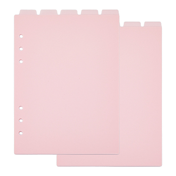 A5 Frosted Plastic Discbound Notebook Index Divider Sheets, 6 Holes Tab Divider for Binder, Rectangle, Pink, 219x148x0.3mm, Hole: 6mm, 5 sheets/set