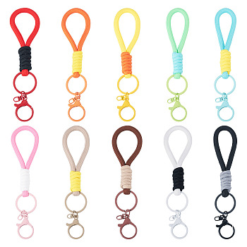 10Pcs 10 Colors Polyester Lanyard Hand Mobile Straps, with Lobster Claw Clasps, Mixed Color, 170mm, 1pc/color
