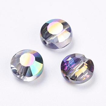Imitation Austrian Crystal Beads, Grade AAA, Faceted, Flat Round, Colorful, 8x4mm, Hole: 0.9~1mm
