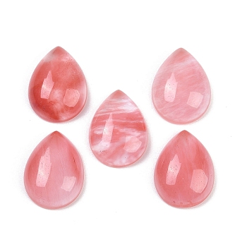 Cherry Quartz Glass Cabochons, Teardrop, 20~20.5x15~15.5x6.5~7mm