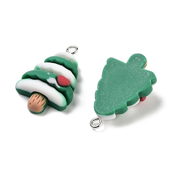 Christmas Theme Opaque Resin Pendants, Christmas Charms, Christmas Tree, 28x17x8mm, Hole: 2mm