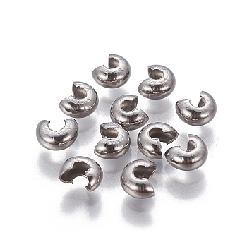 304 Stainless Steel Crimp Beads Covers, Stainless Steel Color, 6mm Long, 5mm In Diameter, 3mm Thick.