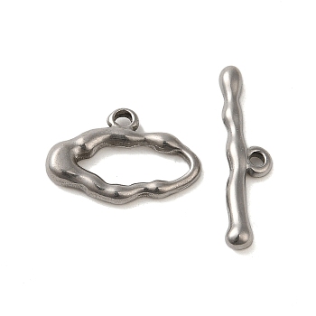 304 Stainless Steel Toggle Clasps, Oval, Stainless Steel Color, ring: 13x19x3mm, hole: 1.8mm, rod: 6x25x3mm, hole: 1.6mm