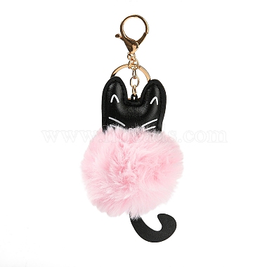 Pink Cat Shape Imitation Leather Keychain