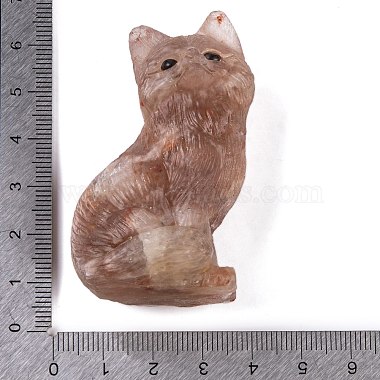 Natural Strawberry Quartz Carved Fox Figurines Statues for Home Office Desktop Feng Shui Ornament(G-Q172-14F)-3