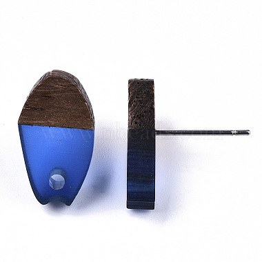 Accessoires de boucles d'oreilles en résine transparente et bois de noyer(MAK-N032-010A-A01)-4