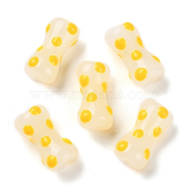 Yellow Column Lampwork Beads