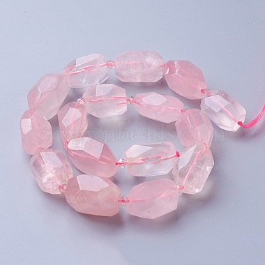 19mm Polygon Rose Quartz Beads