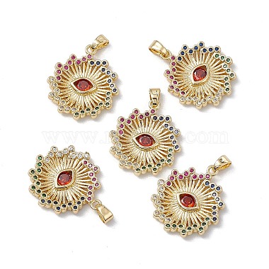 Brass Colorful Cubic Zirconia Pendants(KK-E068-VA220-2)-4