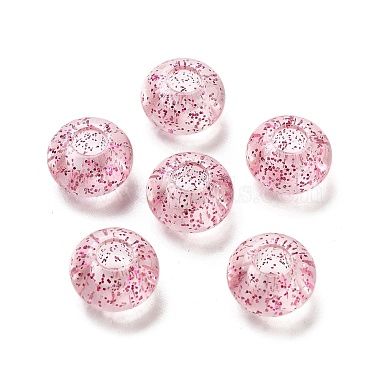 Pink Rondelle Acrylic European Beads